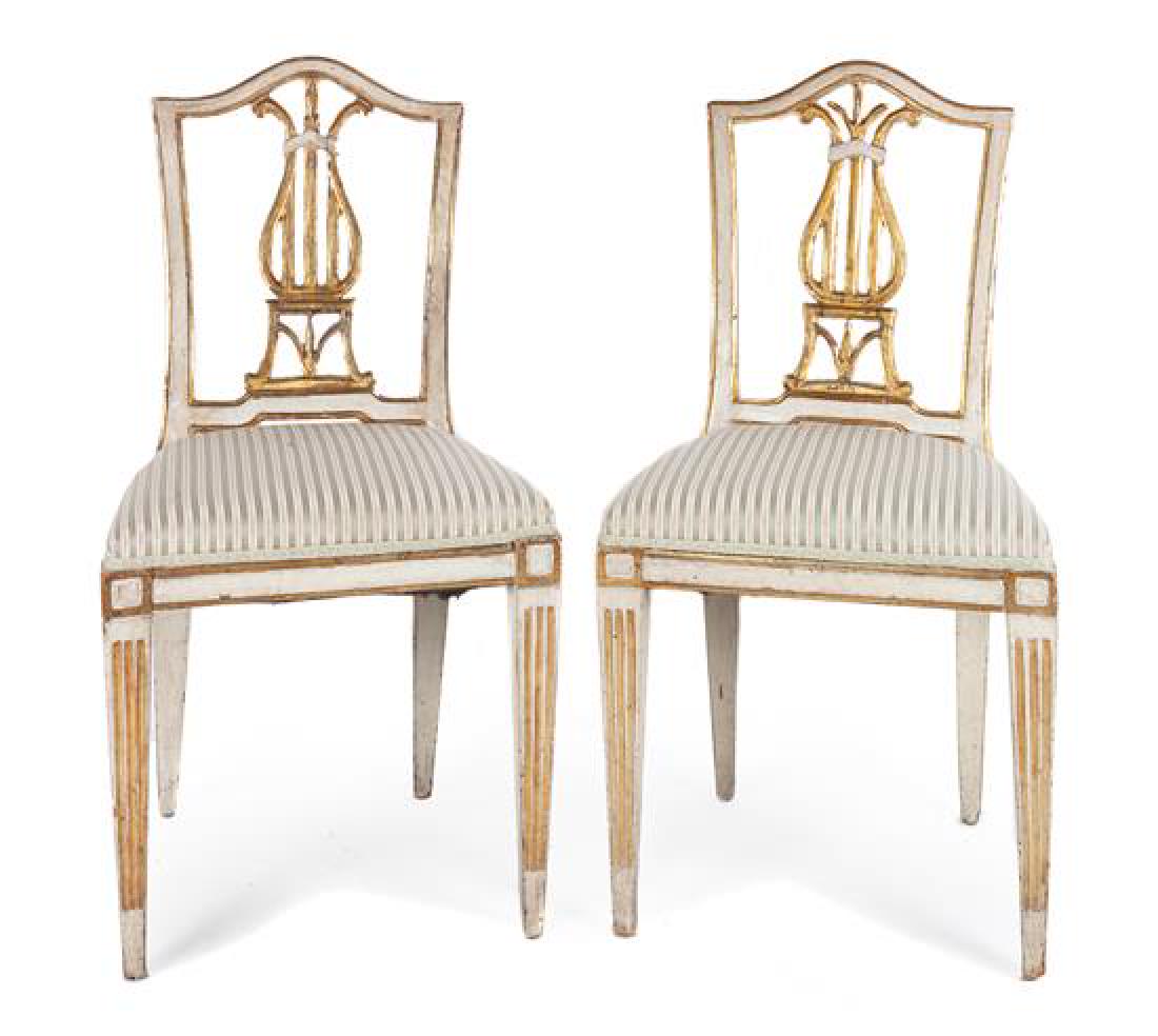 Pair of Cream and Gilt Painted Luis XVI Style Side (1 of 1)