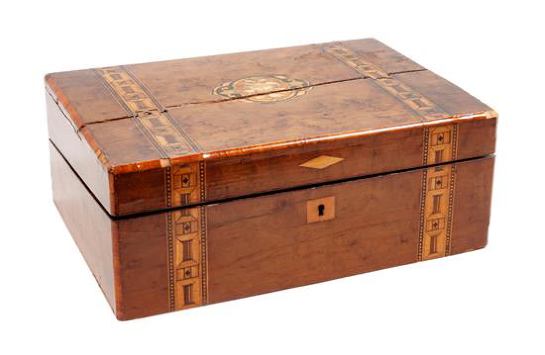 Continental Inlaid Writing Box Height 4 3/4 x width 13 (1 of 1)