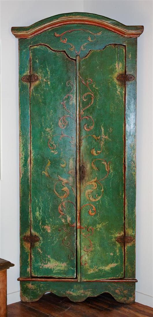 Continental Baroque Painted Decorated Corner Cabinet (1 of 1)