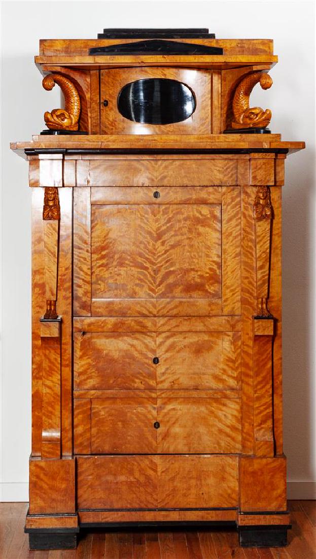 Biedermeier Carved Wood Armoire Height 84 x width 49 x (1 of 1)