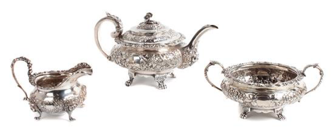 Irish Silver Three Piece Tea Service Height of tallest (1 of 1)