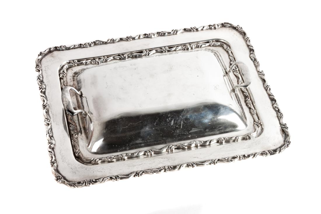 Mexican Silver Covered Dish Length 12 3/4 x width 10 (1 of 1)