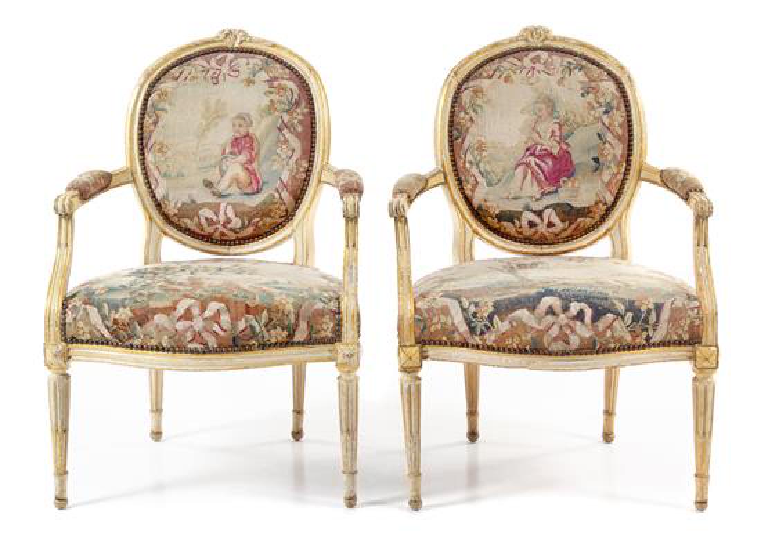 * A Pair of Louis XV Painted Fauteuils Height 36 1/2 (1 of 1)