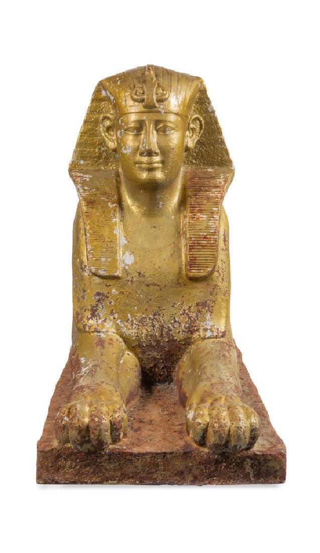 * A Gold-Painted Cast Iron Model of a Sphinx Height 33 (1 of 1)