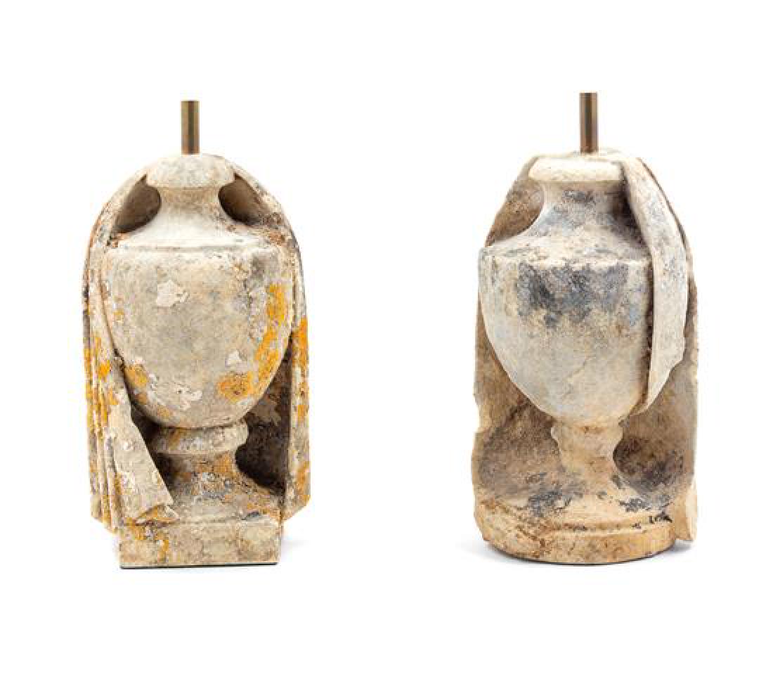 A Pair of French Carved Stone Finials Height of stone (1 of 1)