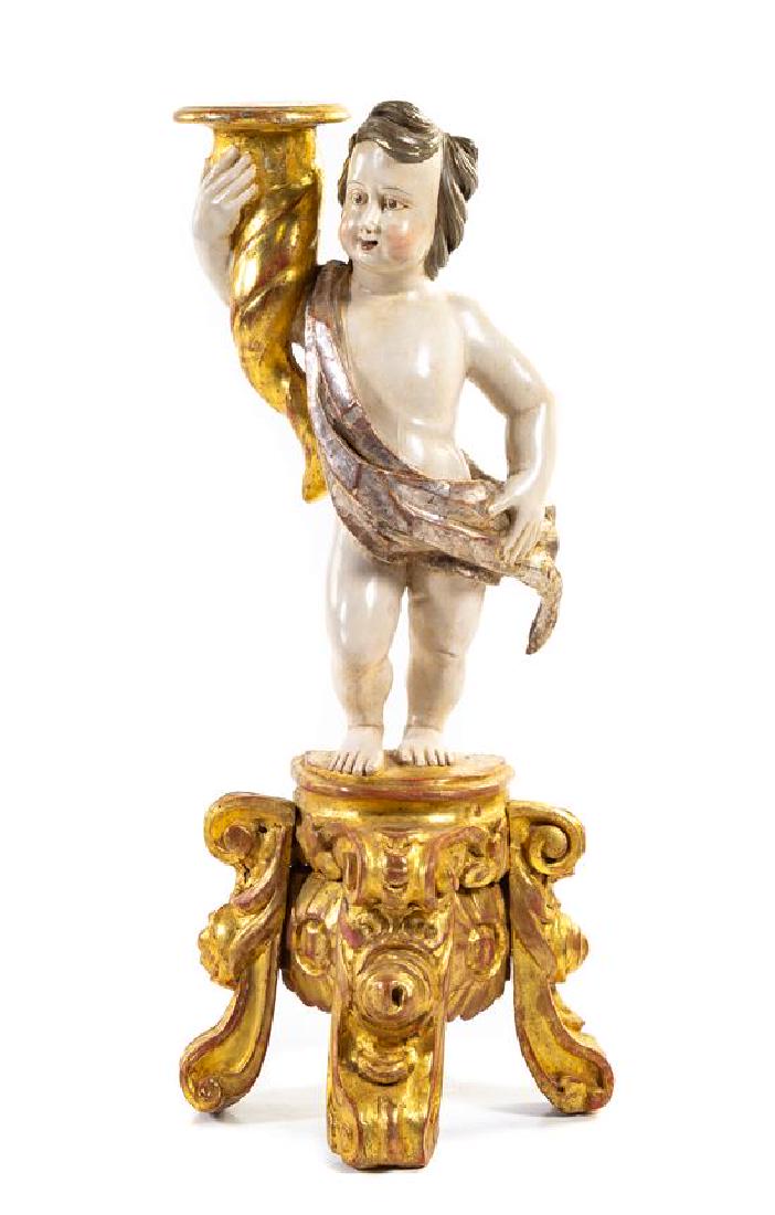 An Italian Painted and Parcel Gilt Figural Torchere (1 of 1)