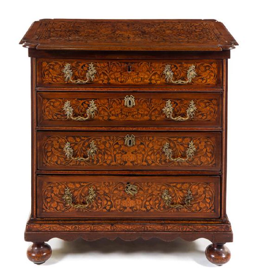 A Dutch Marquetry Chest of Drawers Height 34 x width 33 (1 of 1)