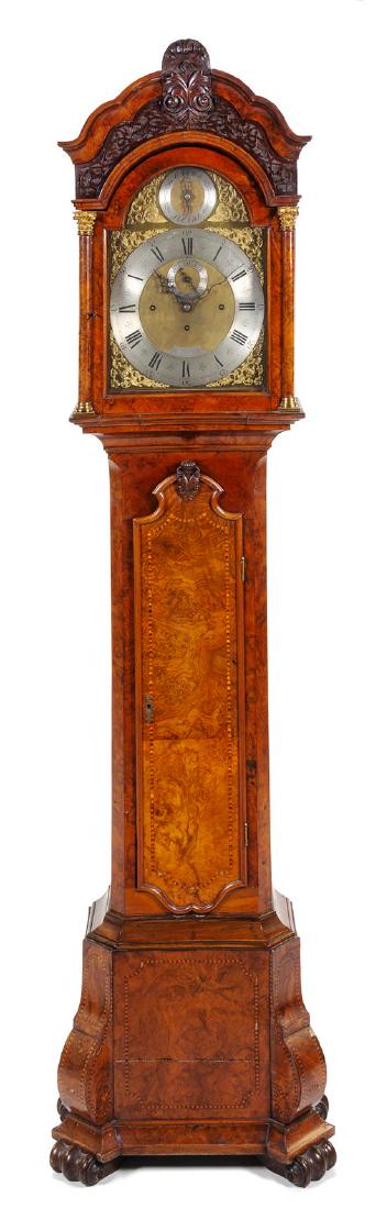 A Dutch Burl Walnut Tall Case Clock Height 92 x width (1 of 1)