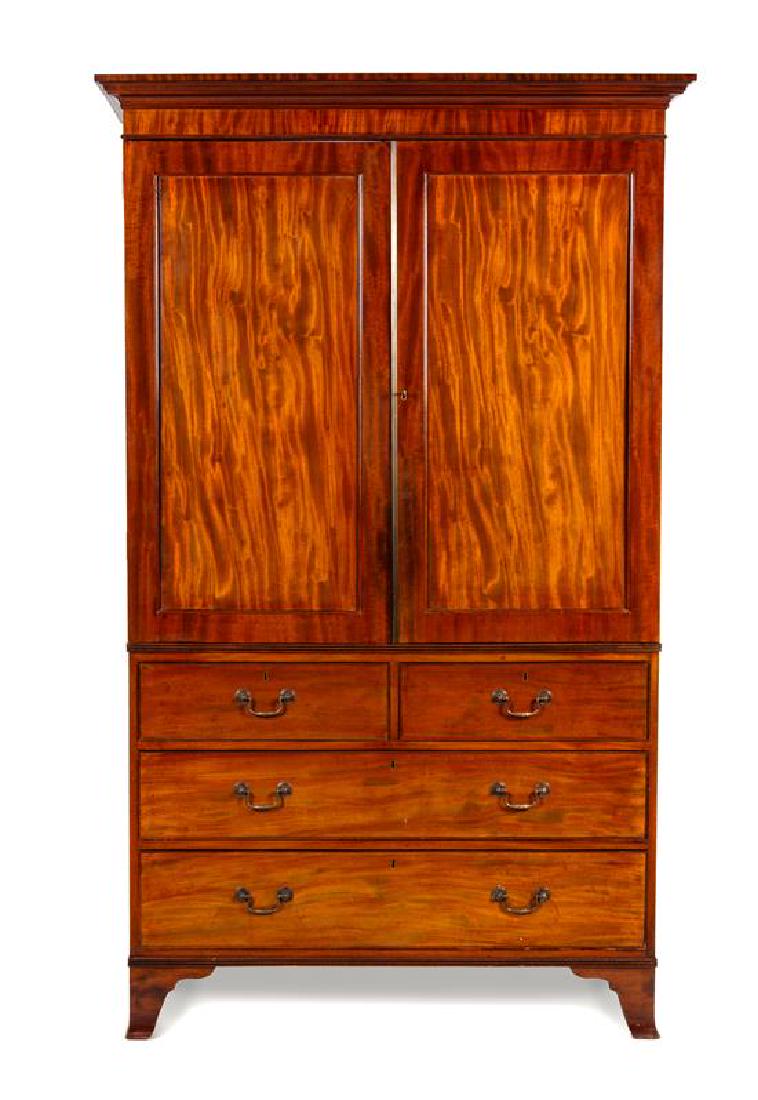 A George III Mahogany Linen Press Height 84 x width 51 (1 of 1)