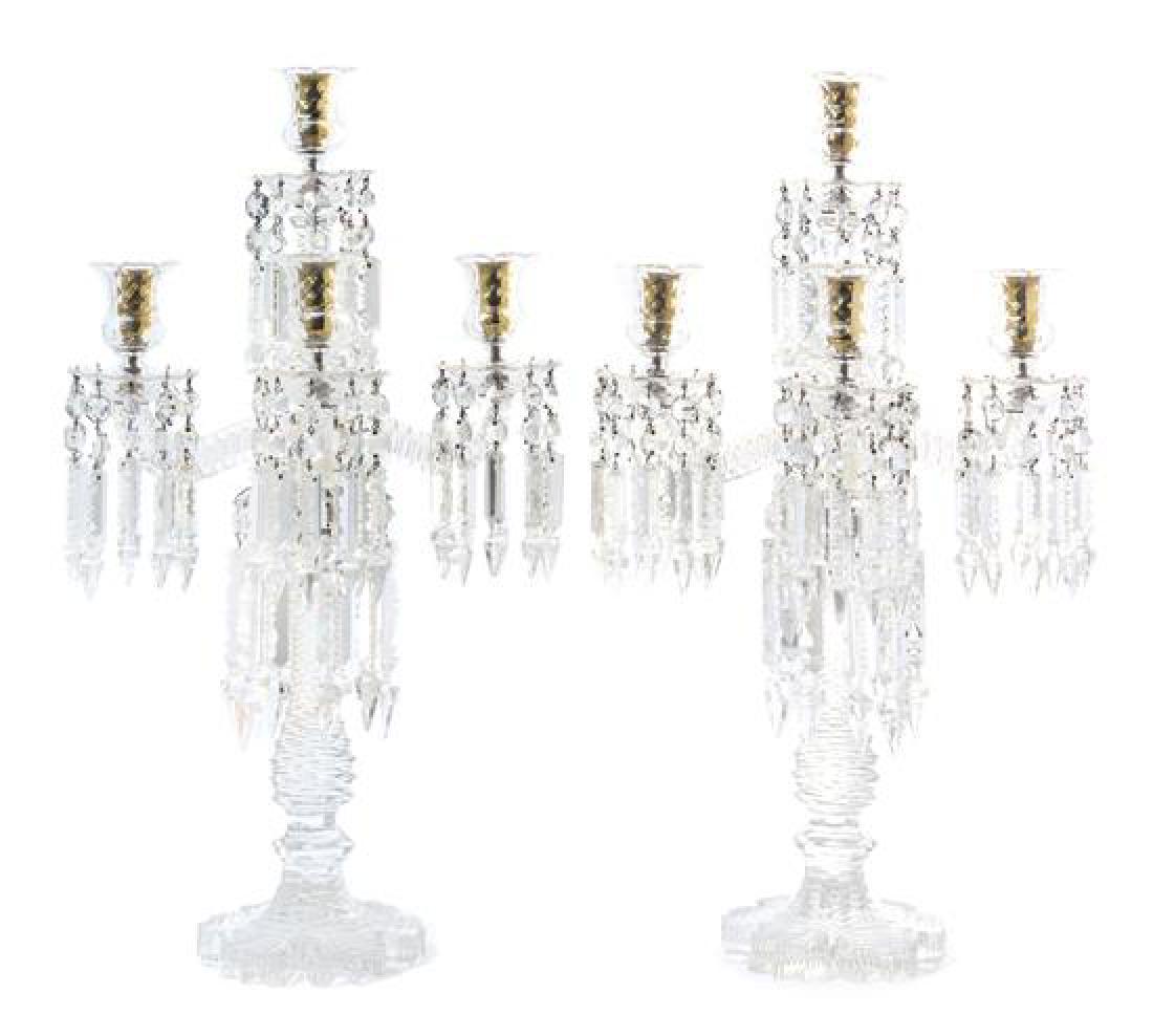 A Pair of Cut Glass Five-Light Candelabra Height 19 (1 of 1)