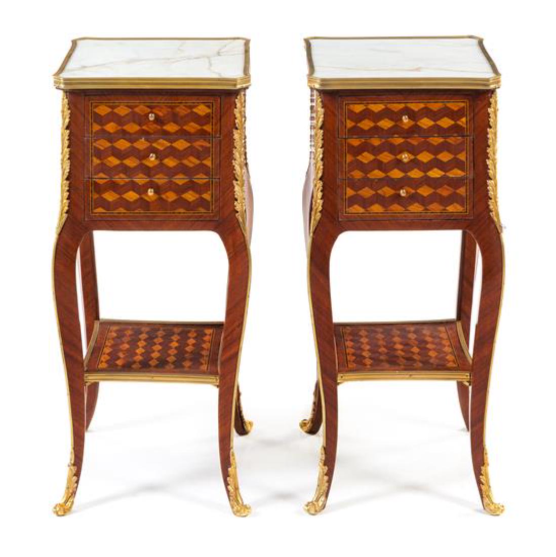 A Pair of Louis XV Style Gilt Bronze Mounted Parquetry (1 of 1)