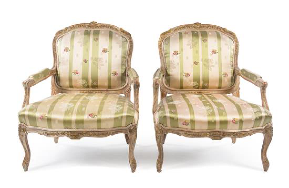 A Pair of Louis XV Style Painted Fauteuils Height 42 (1 of 1)