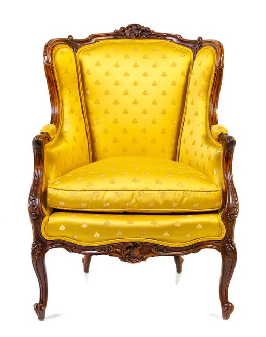 A Louis XV Style Bergere Height 42 x width 29 1/2 x (1 of 2)