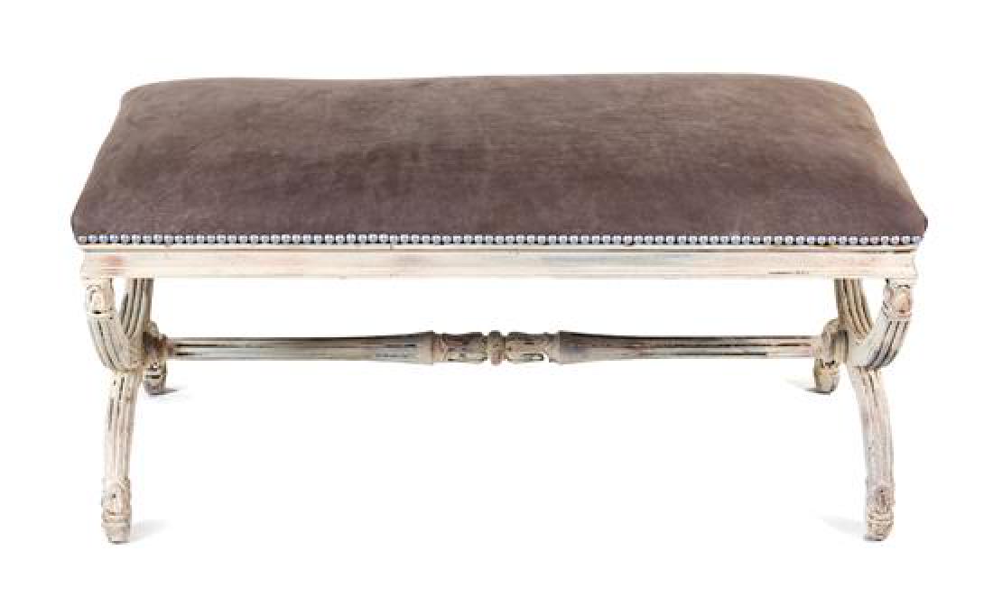 A Louis XVI Style Painted Window Sofa Height 17 1/2 x (1 of 1)