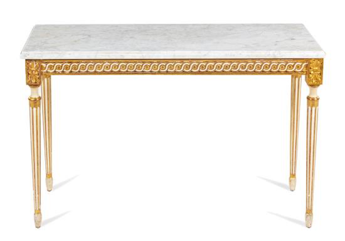 A Louis XVI Style Painted and Parcel Gilt Low Table (1 of 1)