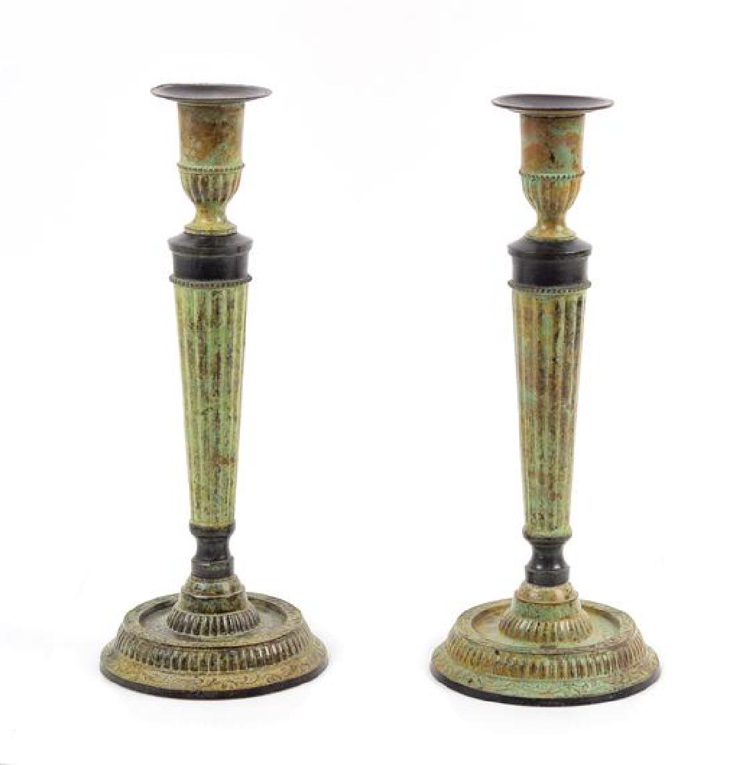 A Pair of Empire Style Patinated Bronze Candlesticks (1 of 1)