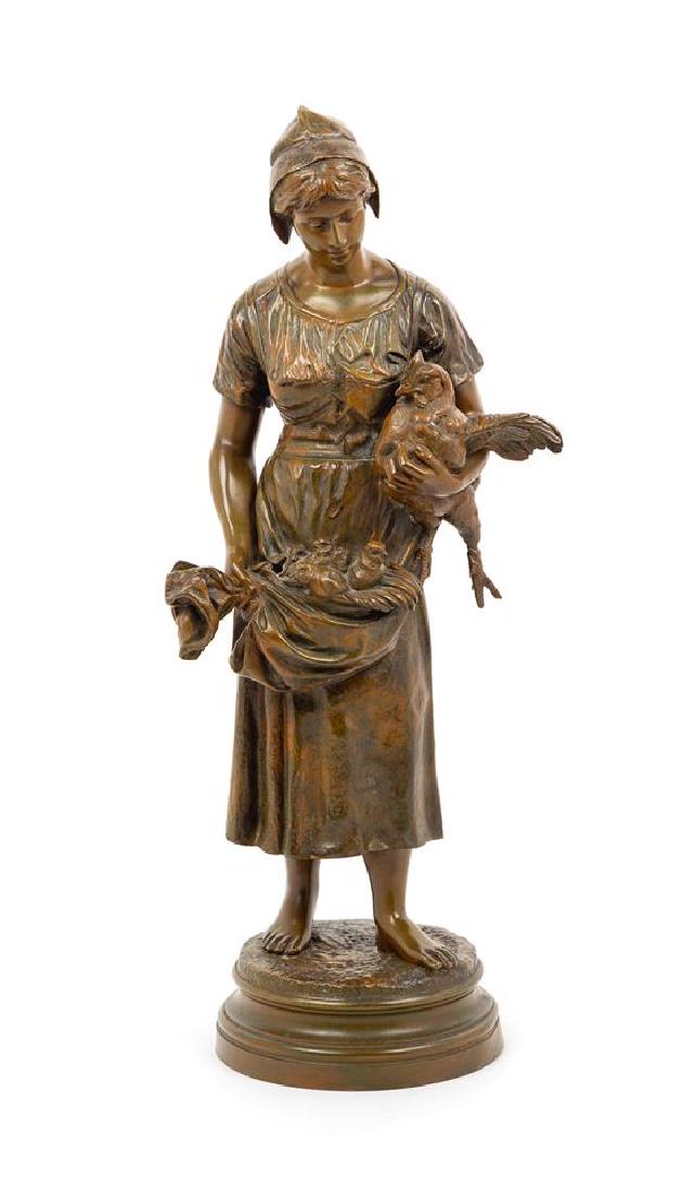 Alfred Barye, (French, 1839-1882), Maiden with Hen and (1 of 1)