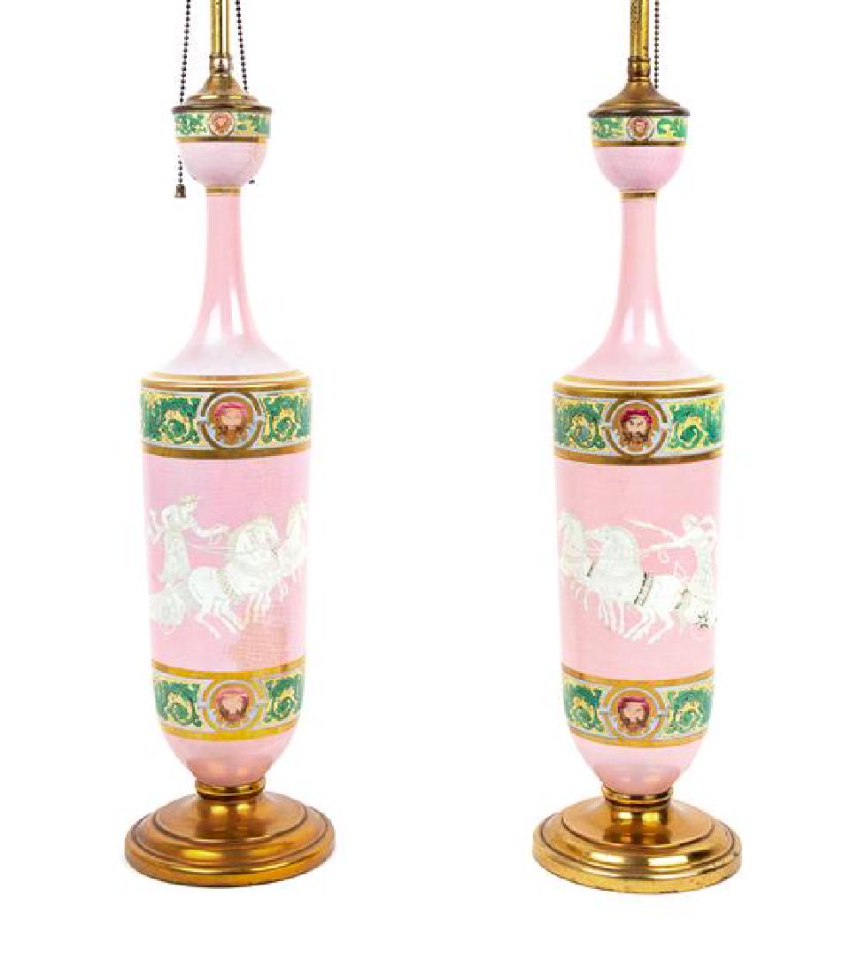 A Pair of French Porcelain Lamps Height overall 29 1/2 (1 of 1)