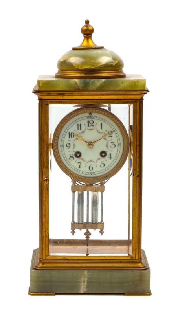 A French Onyx and Brass Crystal Regulator Clock Height (1 of 2)