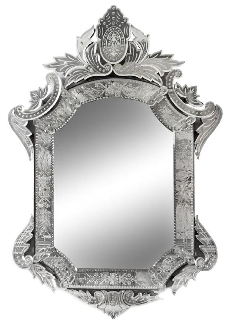 A Venetian Glass Mirror Height 50 x width 33 inches. (1 of 1)