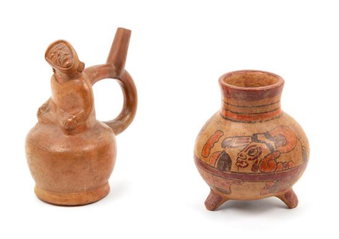 Two Pre-Columbian Style Pottery Vessels Height of (1 of 1)