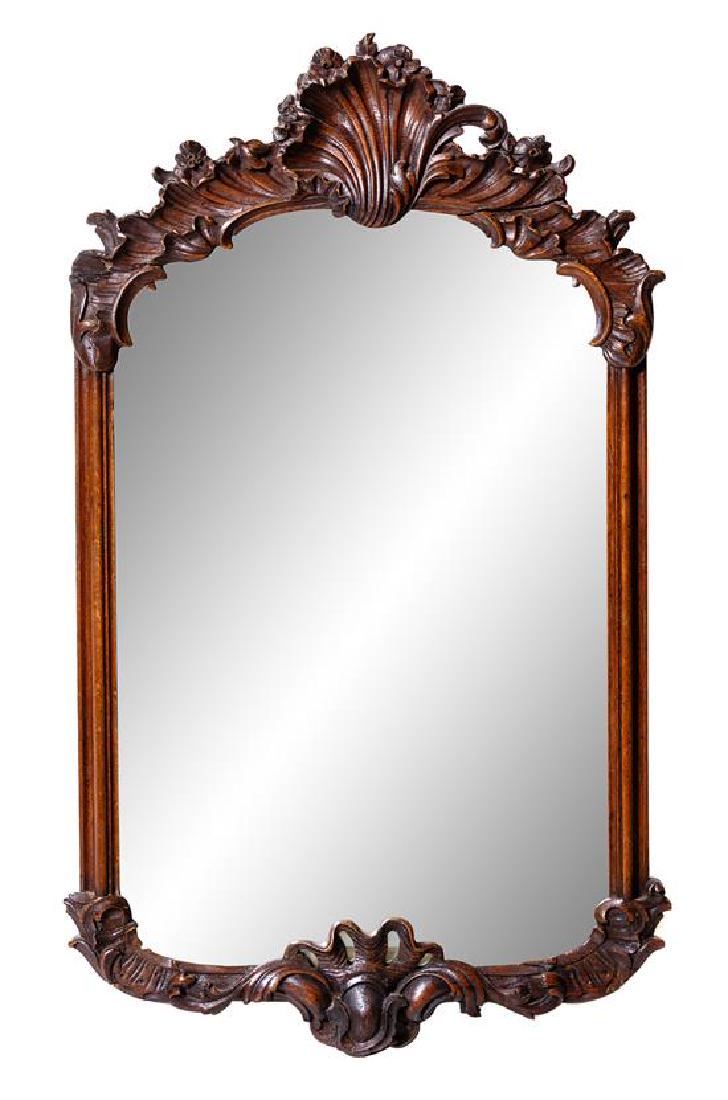 A Rococo Style Carved Walnut Mirror Height 37 1/2 x (1 of 1)