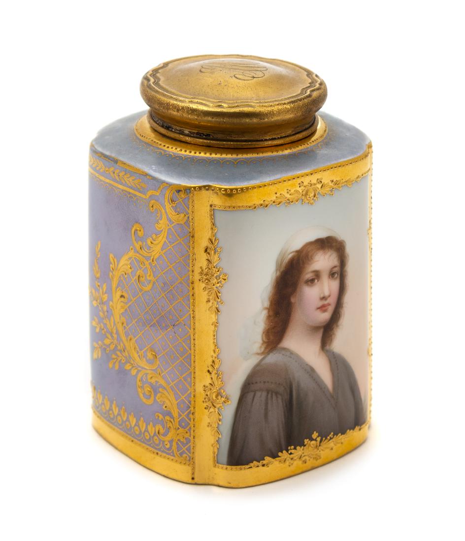 * A Vienna Porcelain Tea Caddy Height 4 1/8 inches. (1 of 2)