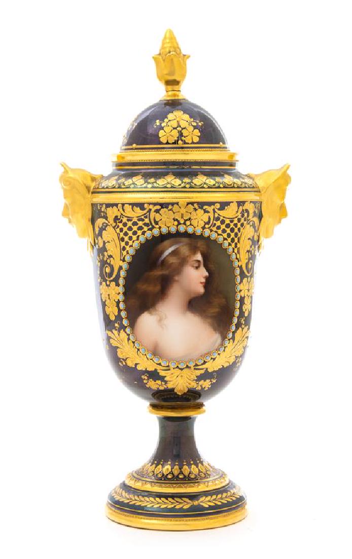 * A Vienna Porcelain Cabinet Urn Height 11 1/4 inches.: * A Vienna Porcelain Cabinet Urn 19th century Height 11 1/4 inches. Estimate $400-600 Property from the Collection of Dr. Elaine Farrell and Dr. Jason Birnholz, Highland Park, Illinois
