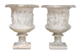 A Pair of Neoclassical Stone Urns Height 27 1/2 inches. (1 of 1)