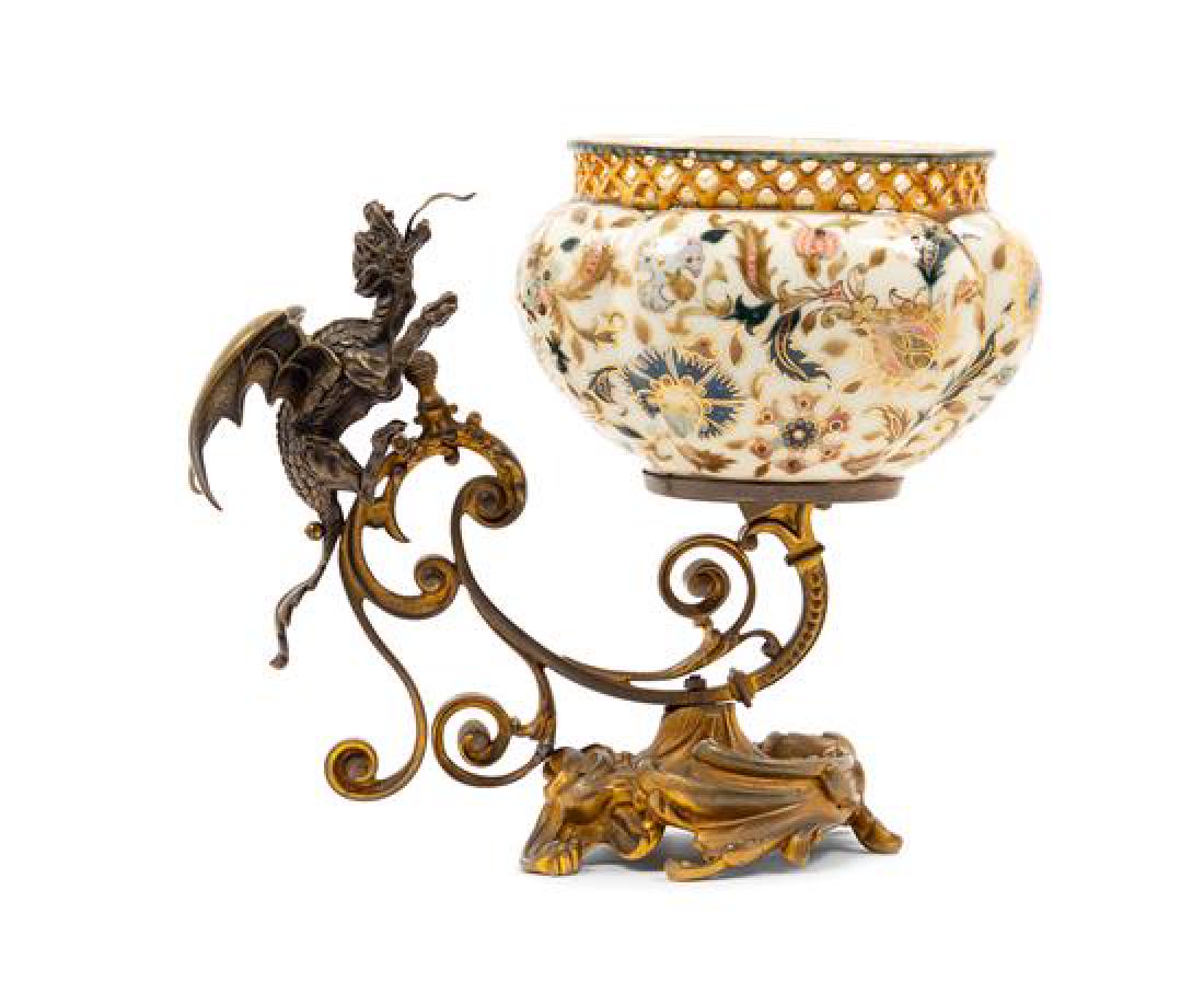 A Continental Bronze Mounted Faience Jardiniere (1 of 1)