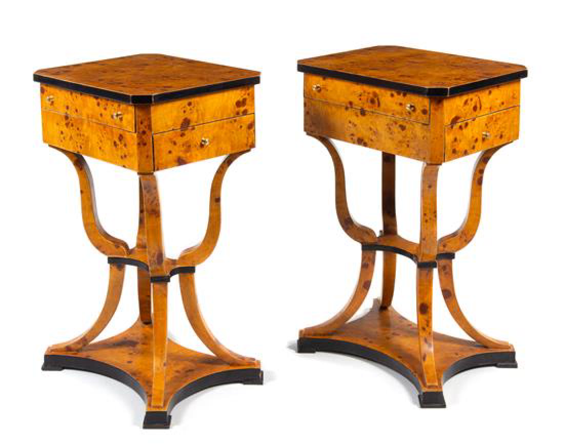 A Pair of Biedermeier Style Parcel Ebonized Work Tables (1 of 1)