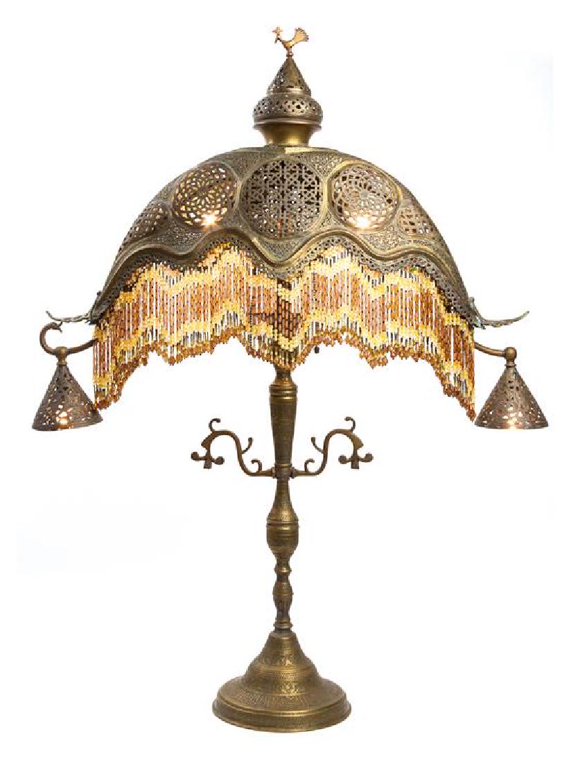 A Turkish or Egyptian Pierced Brass Table Lamp Height (1 of 1)