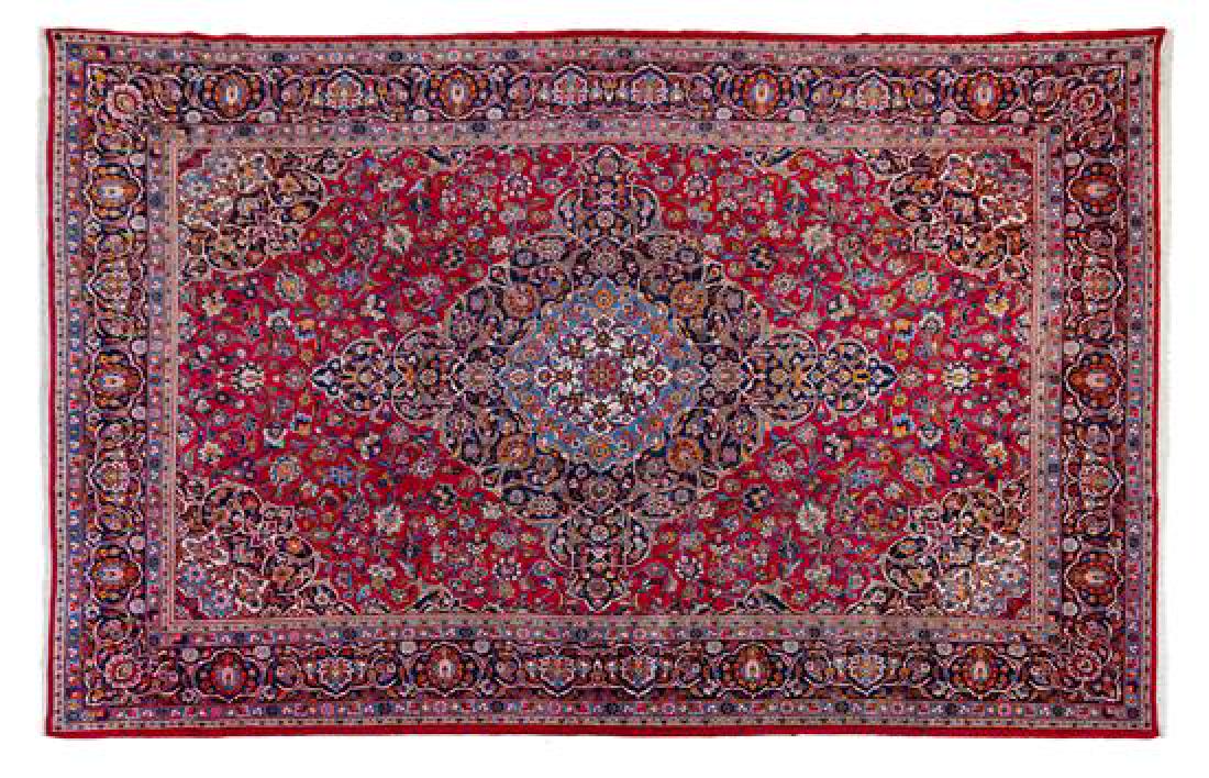 A Kashan Wool Rug 12 feet 8 inches x 8 feet 10 inches. (1 of 1)