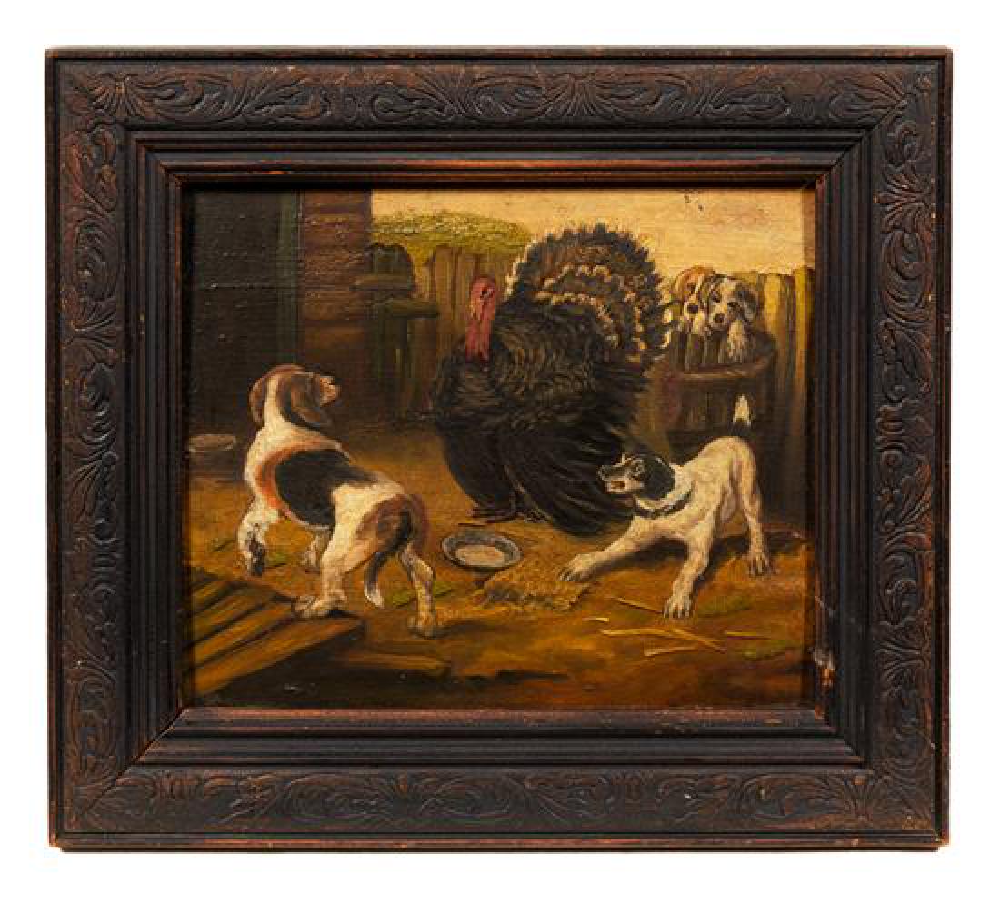 American School, (19th Century), Two Dogs and a Turkey (1 of 1)
