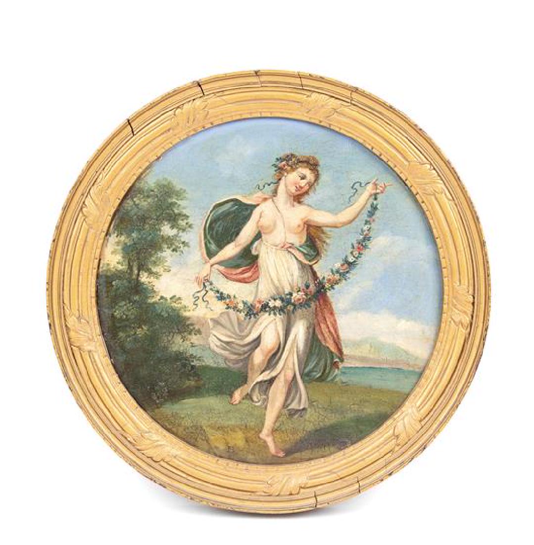 British School, (18th Century), Classical Figure: British School (18th Century) Classical Figure oil on canvas laid to wood panel initialed B. (lower center) Diameter 12 inches. Estimate $400-600 Property from the Estate of a Gentleman, Wheeler, Indi