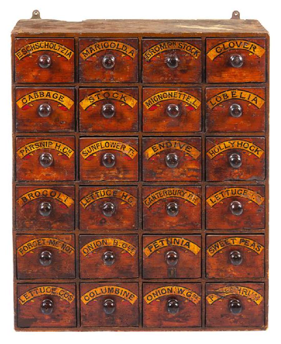 An Early Victorian Painted Hanging Seed Cabinet Height (1 of 1)