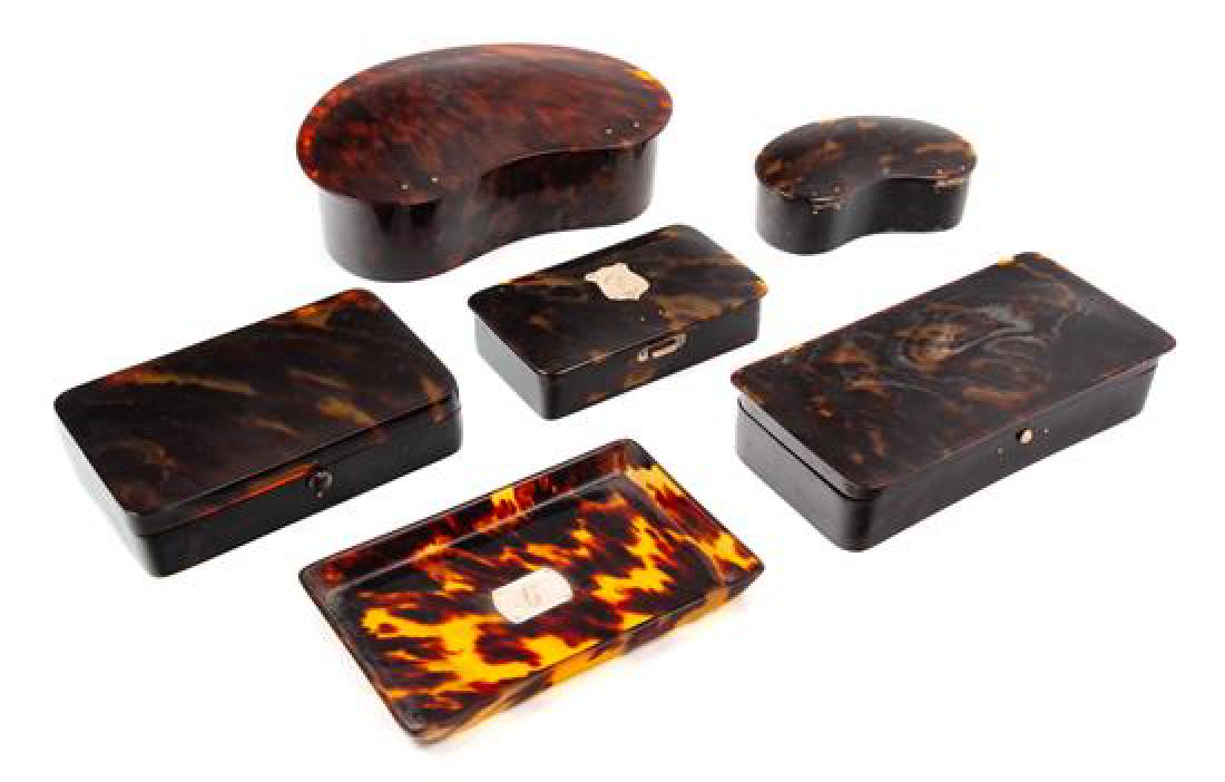 Six Victorian Faux Tortoise Shell Articles Width of (1 of 1)