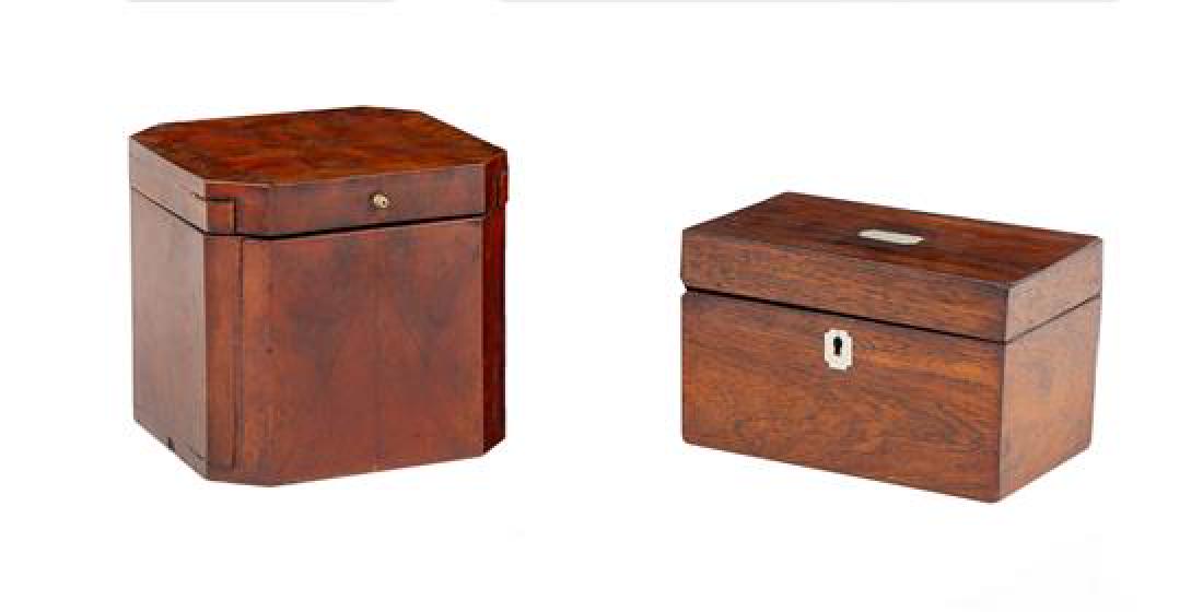 Two English Tea Caddies Larger example: height 6 1/4 x (1 of 2)