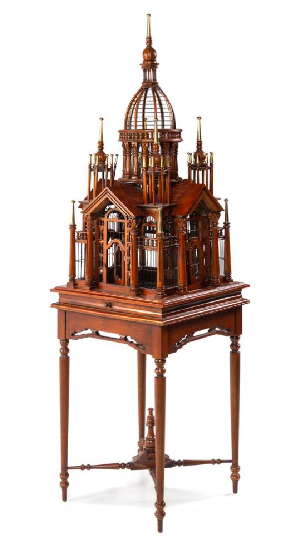 A Victorian Style Mahogany Bird Cage Height overall 71 (1 of 1)