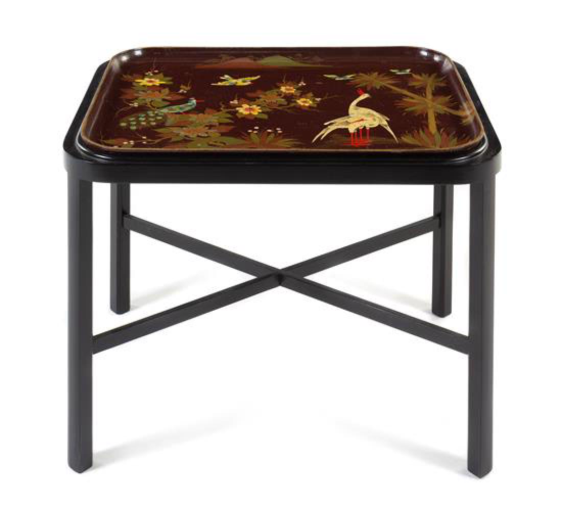 A Papier-Mache Tray Table Height 22 1/2 x width 30 x (1 of 1)