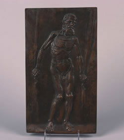 In the Manner of Thomas Eakins, American, 1844-191: In the Manner of Thomas Eakins American, 1844-1916 Elderly Man bronze plaque 14 x 8 inches.
