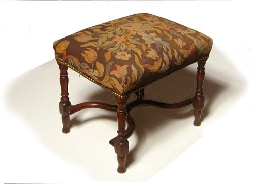 William and Mary style upholstered stool, late 19th
