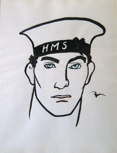 EMLEN ETTING, (AMERICAN 1905-1993), HMS: EMLEN ETTING (AMERICAN 1905-1993) HMS Ink and watercolor on paper, and a companion by the same hand Sight: 22 1/2 x 18 in.