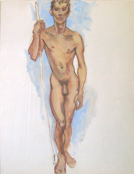 EMLEN ETTING, (AMERICAN 1905-1993), NUDE MALE: EMLEN ETTING (AMERICAN 1905-1993) NUDE MALE Watercolor, and a companion by the same hand Sight: 23 1/2 x 19 in.