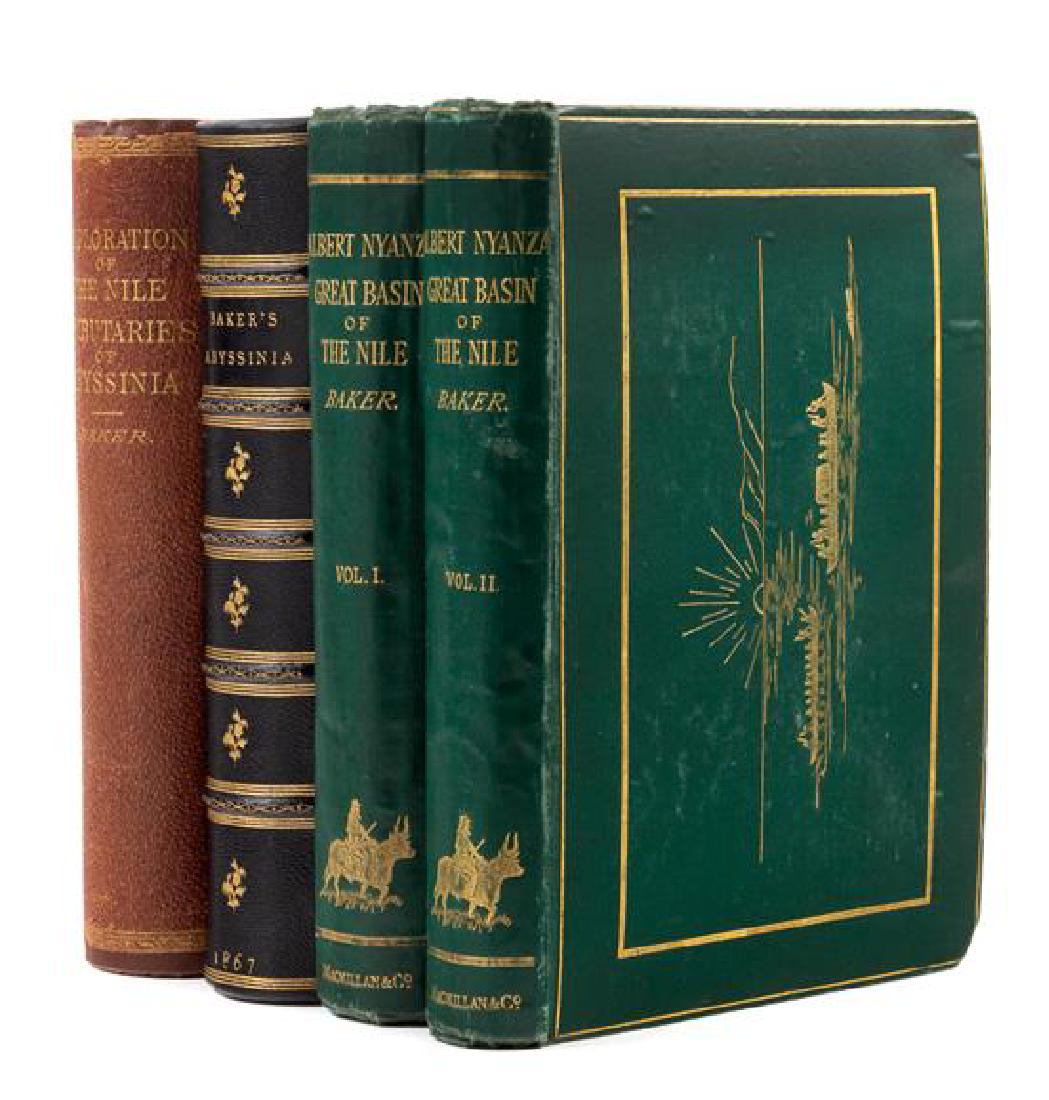 * BAKER, Samuel White, Sir (1821-1893). A group of 3: * BAKER, Samuel White, Sir (1821-1893). A group of 3 works, comprising: The Albert N'yanza, Great Basin of the Nile, and Explorations of the Nile Sources. London: Macmillan, 1866. 2 volumes, 8vo. 15 p