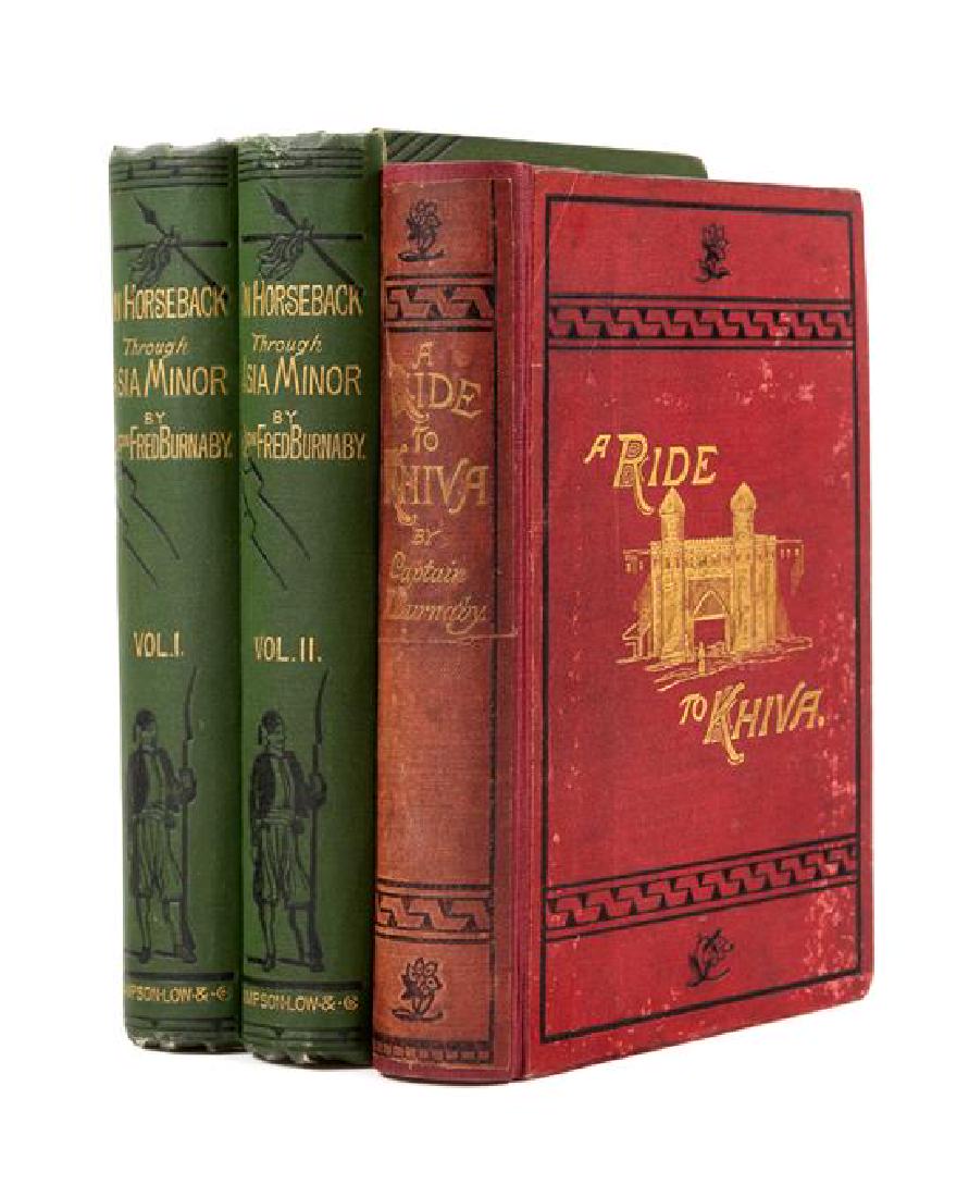 * BURNABY, Frederick Gustavus (1842-1885). A Ride to: * BURNABY, Frederick Gustavus (1842-1885). A Ride to Khiva: Travels and Adventures in Central Asia. London: Cassell, Petter & Galpin, n.d. [1876]. 8vo. Color-printed folding frontispiece route map and