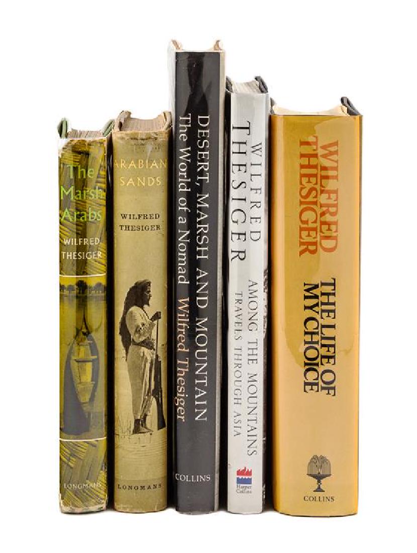 * THESIGER, Wilfred Patrick, Sir (1910-2003). A group: * THESIGER, Wilfred Patrick, Sir (1910-2003). A group of 7 works, comprising: Arabian Sands. London: Longmans, 1959. -- The Marsh Arabs. London: Longmans, 1964 -- Desert, Marsh and Mountain: The World