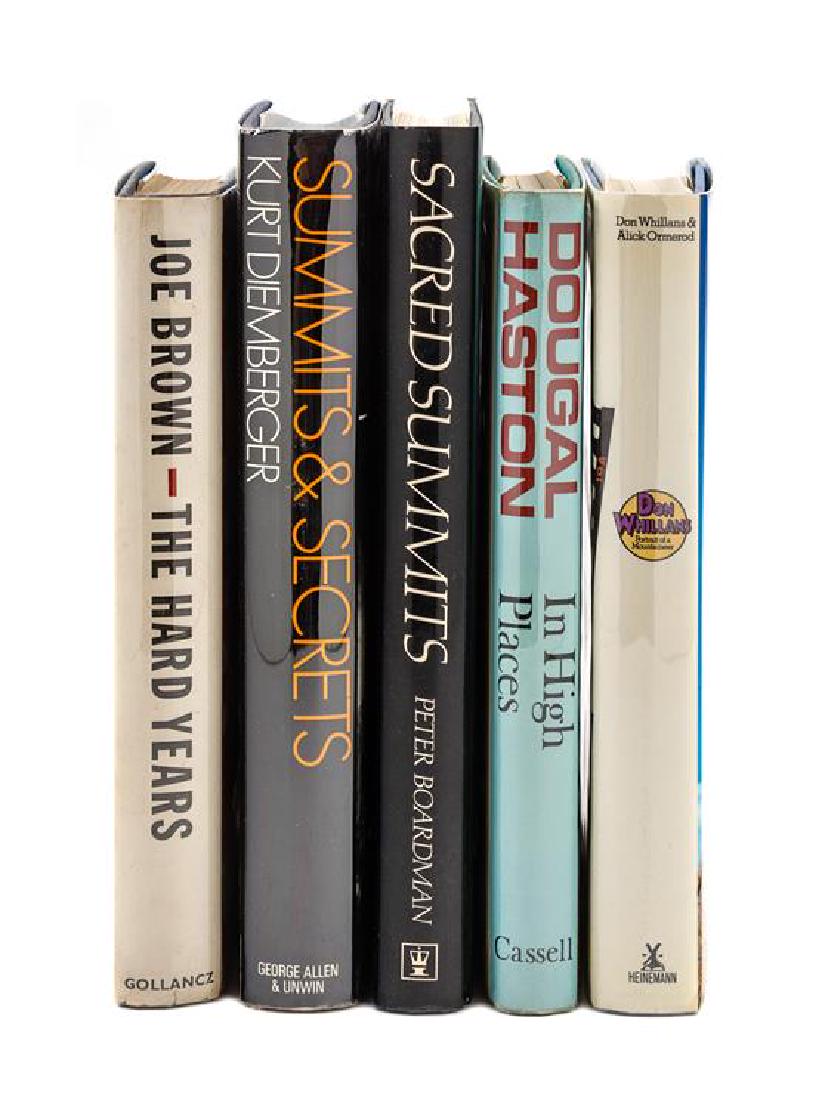 * [MOUNTAINEERING II]. A group of 30 works, including:: * [MOUNTAINEERING II]. A group of 30 works, including: BOARDMAN, Peter. Sacred Summits. London: 1982. -- BROWN, Joe. The Hard Years. London: 1967. -- DIEMBERGER, Kurt. Summits and Secrets. London: 197