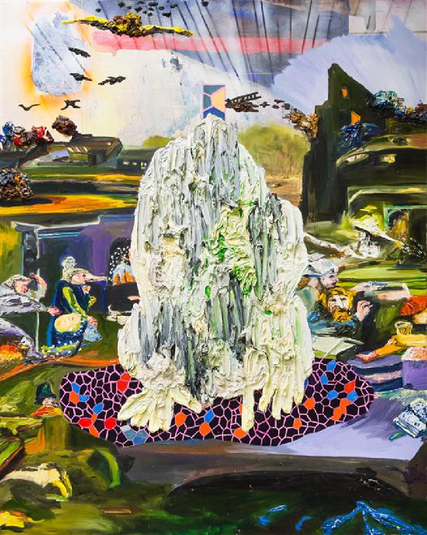 * Min Hyung, (Korean/Canadian, 20th/21st century),: * Min Hyung (Korean/Canadian, 20th/21st century) Homan 4, 2010 oil on canvas 30 x 22 1/2 inches. Estimate $500-700 Unframed; overall basic good and stable condition.