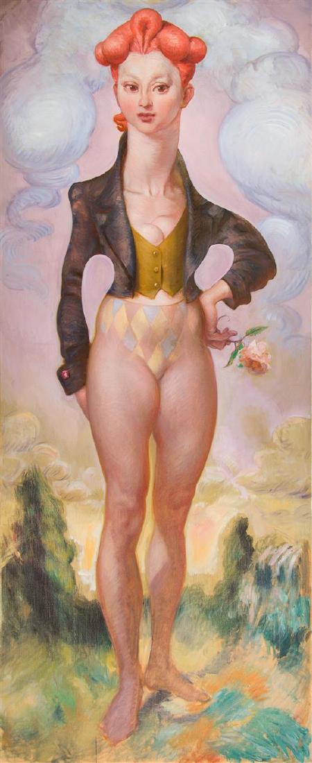 * Jamie Adams, (American, b. 1961), Rhead, 2002: * Jamie Adams (American, b. 1961) Rhead, 2002 oil on canvas signed Jamie Adams, titled and dated (verso) 94 x 38 inches. Estimate $1,000-2,000